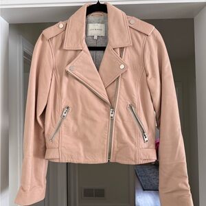Pink Lamb Leather Lucky Brand Moto Jacket
